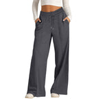 Women's Drawstring High Waist Wide Leg Pants Casual Comfy Trousers