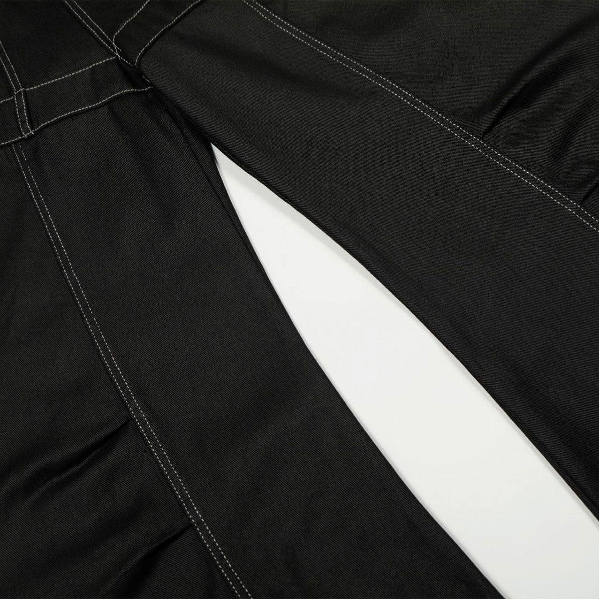 Black Wide Leg Contrast Stitch Denim Pants