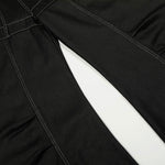 Black Wide Leg Contrast Stitch Denim Pants