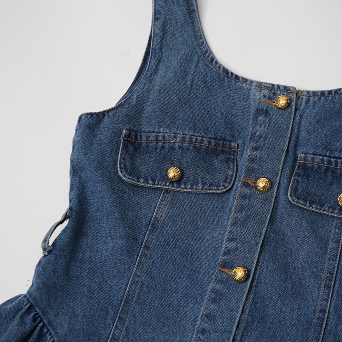 Belted Flared Denim Mini Dress