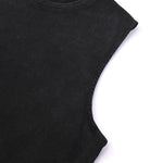 Black Washed Cotton Ripped Muscle Tank 275gsm