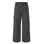 Vintage Workwear Wide-Leg Cargo Pants Multi Pocket Washed