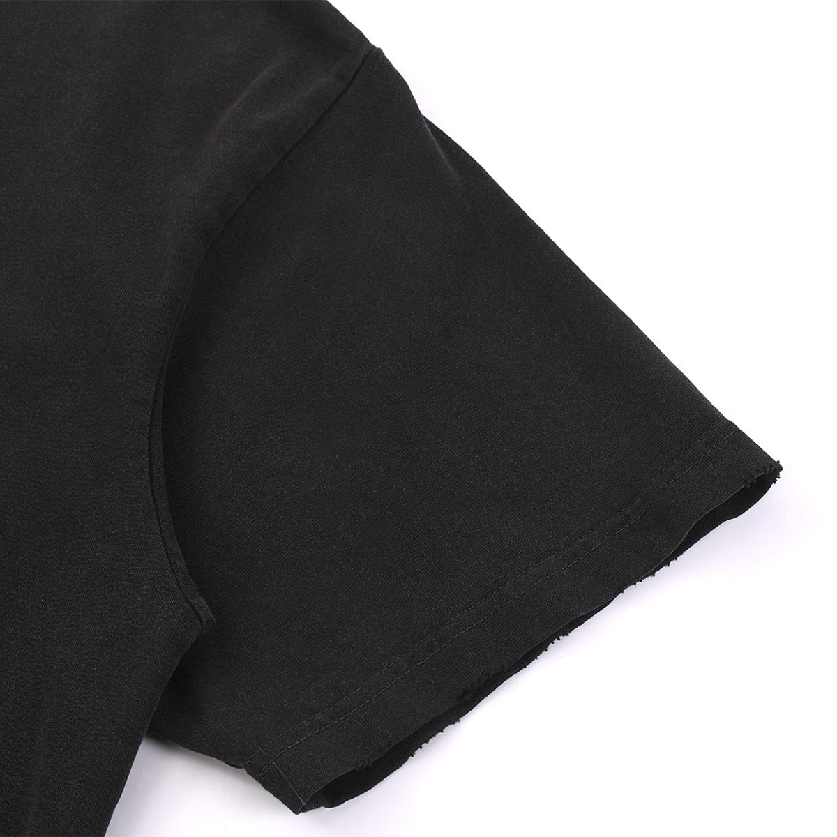 Black Washed Cotton Ripped Boxy Tee