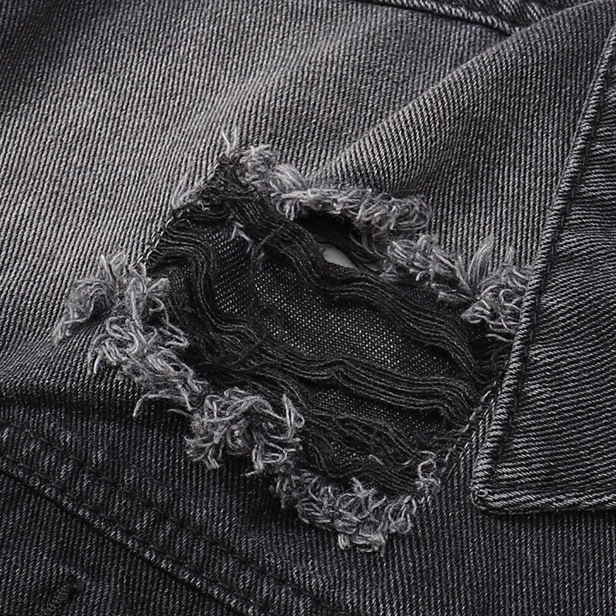 Relaxed Faded Denim Ripped Jacket