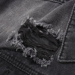 Relaxed Faded Denim Ripped Jacket