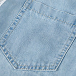 Button-Front Lace Trim Denim Shirt