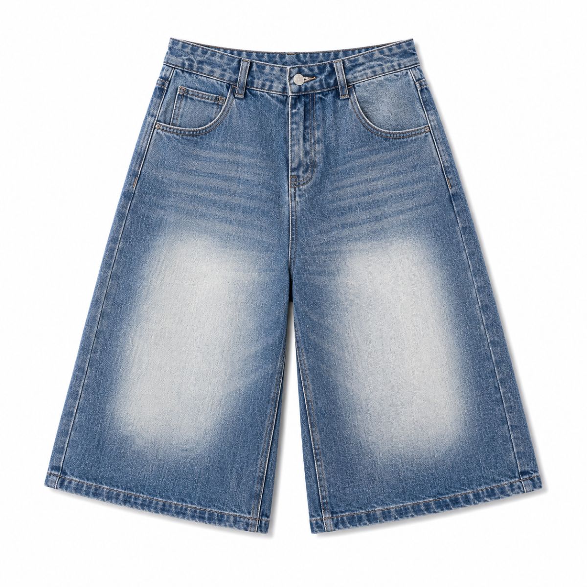 Vintage Sand Wash Straight Leg Denim Shorts