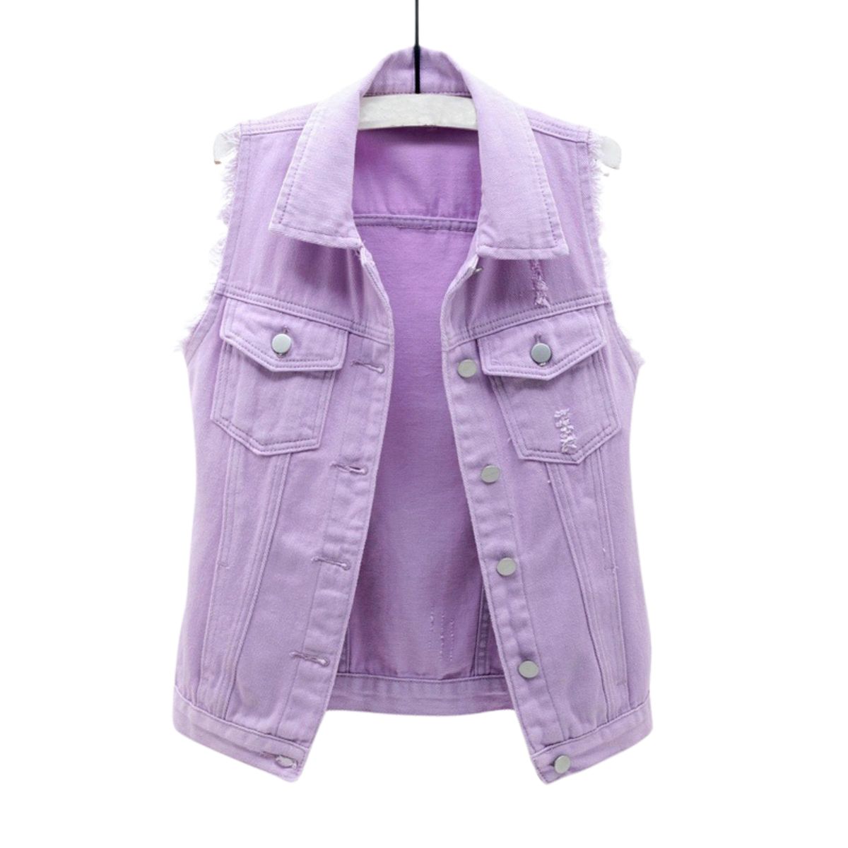 Women's Relaxed Fit Ripped Denim Vest