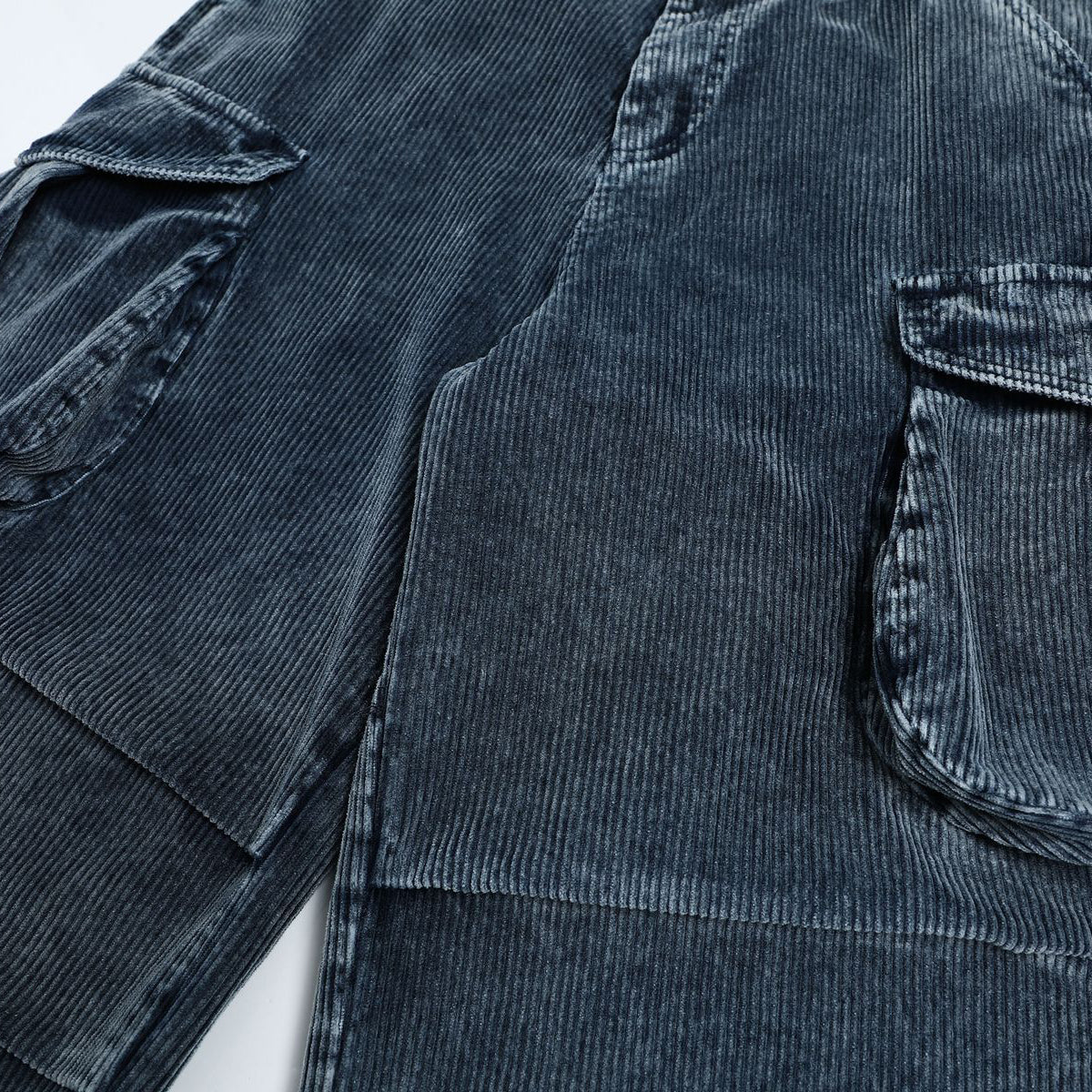 Washed Corduroy Deconstructed Relaxed Cargo Pants