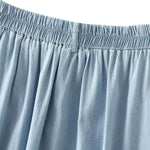Lightweight Denim Midi Pleated Skirt
