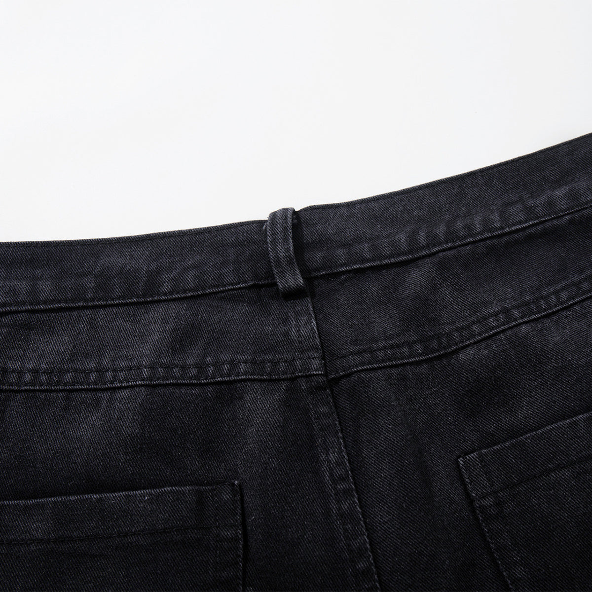 Black Wide Leg Jeans Snake Print Faded Detailing