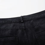 Black Wide Leg Jeans Snake Print Faded Detailing