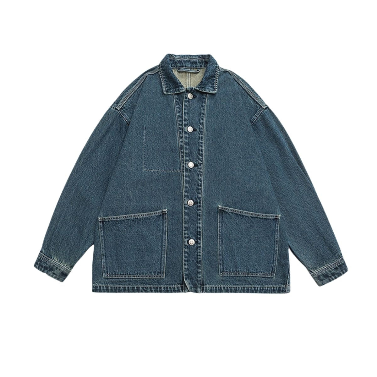 Loose Fit Denim Button-Front Jacket