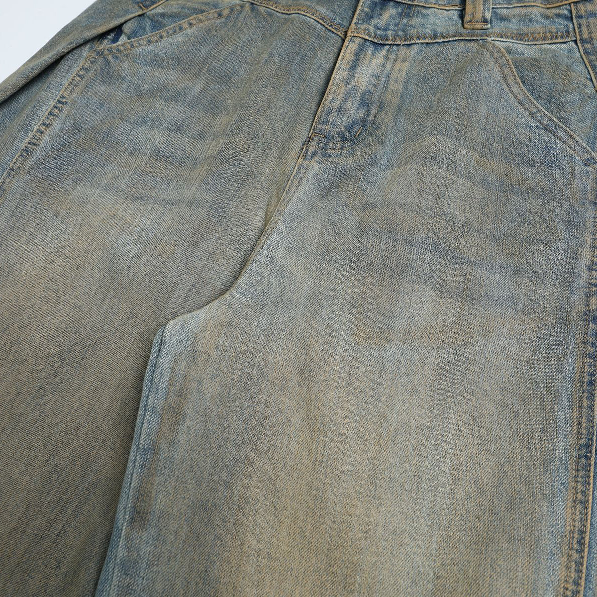 Vintage Distressed Washed Wide Jeans