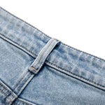 Raw Hem Embroidered Pearl-Frog Closures Jeans