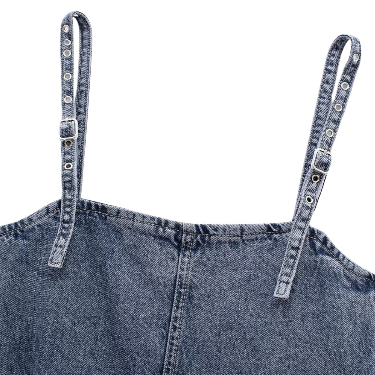 Adjustable Straps A-Line Denim Slip Dress