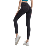 High Waisted Washed Denim Capri Leggings