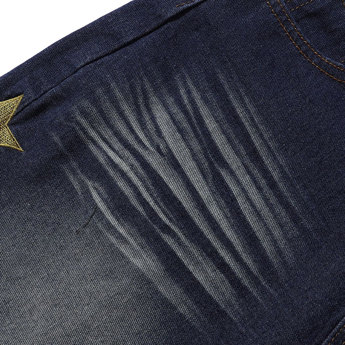 Star Print Washed Denim Capri Shorts