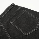 Flame Print Black Wide Leg Denim Shorts