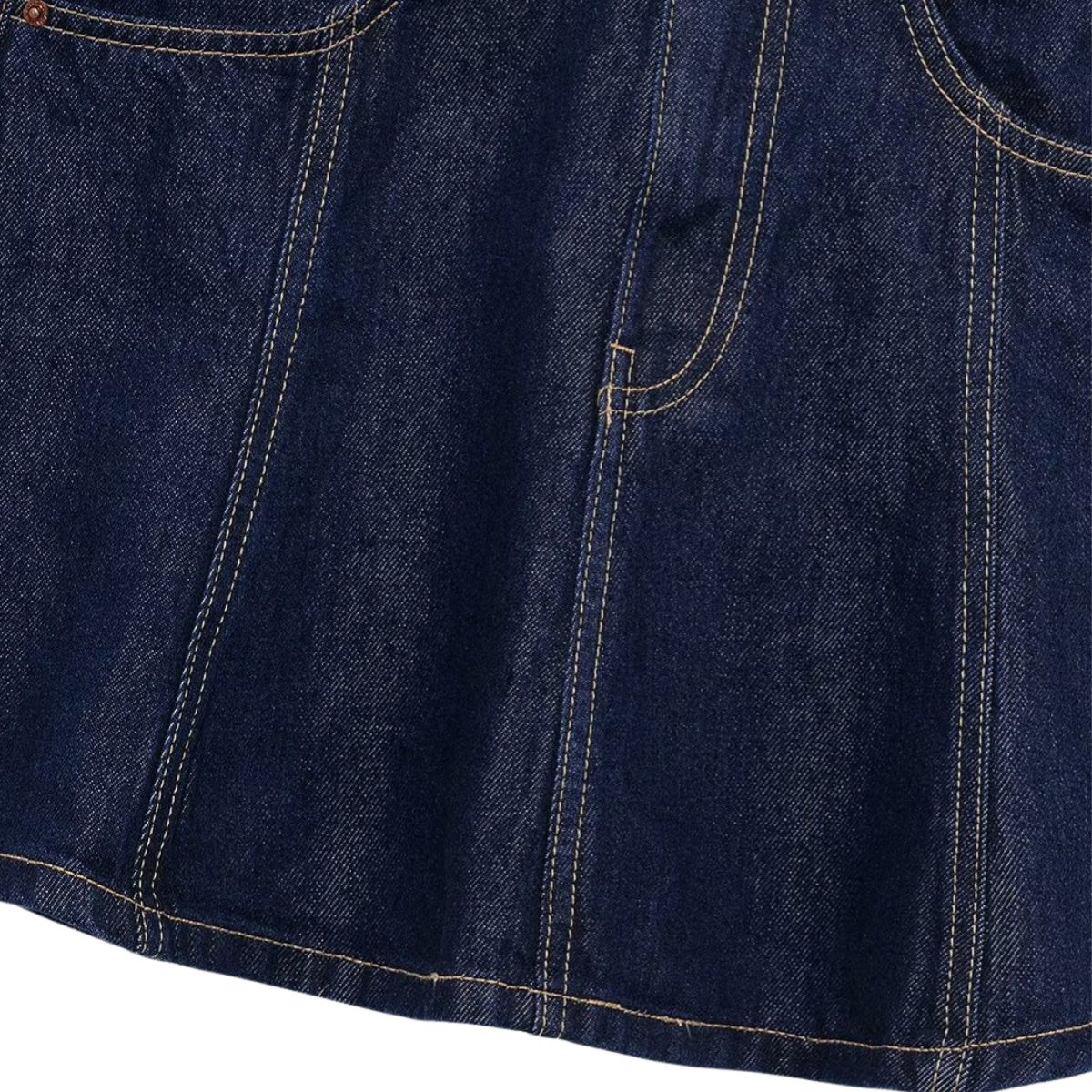 Indigo Denim Mini Flounce Skirt