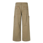 Vintage Workwear Wide-Leg Cargo Pants Multi Pocket Washed