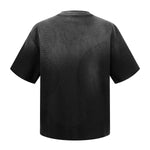 Waffle Knit Spray Dyed Distressed Raw Edge Tee