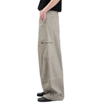 Washed Wrinkled Barrel with Zipper Pockets Cargo Pants