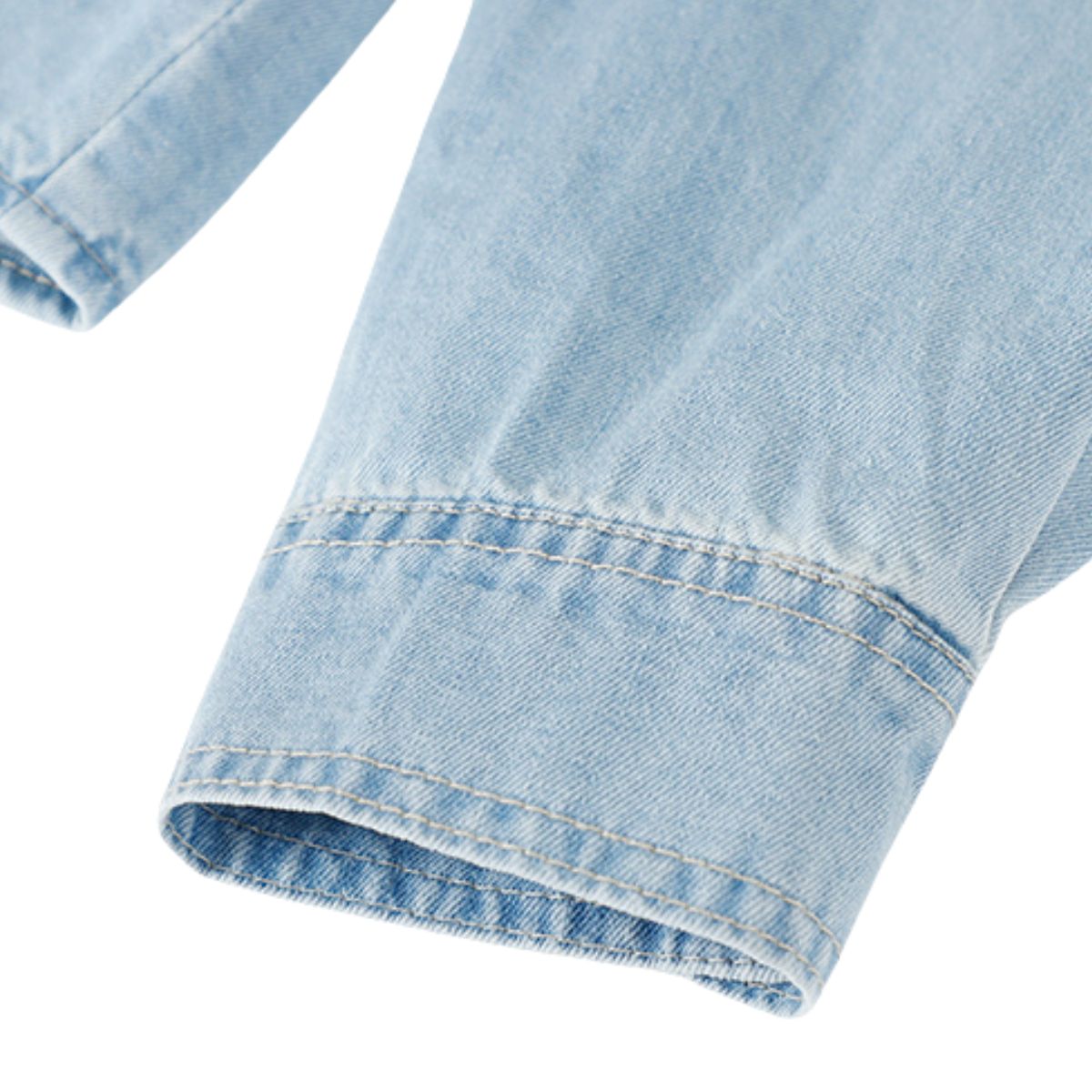 Button-Front Lace Trim Denim Shirt