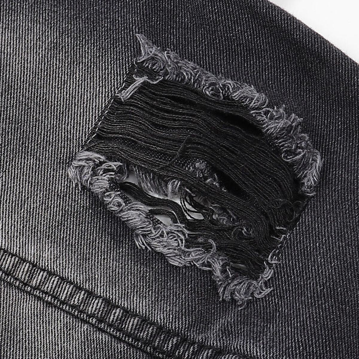 Relaxed Faded Denim Ripped Jacket