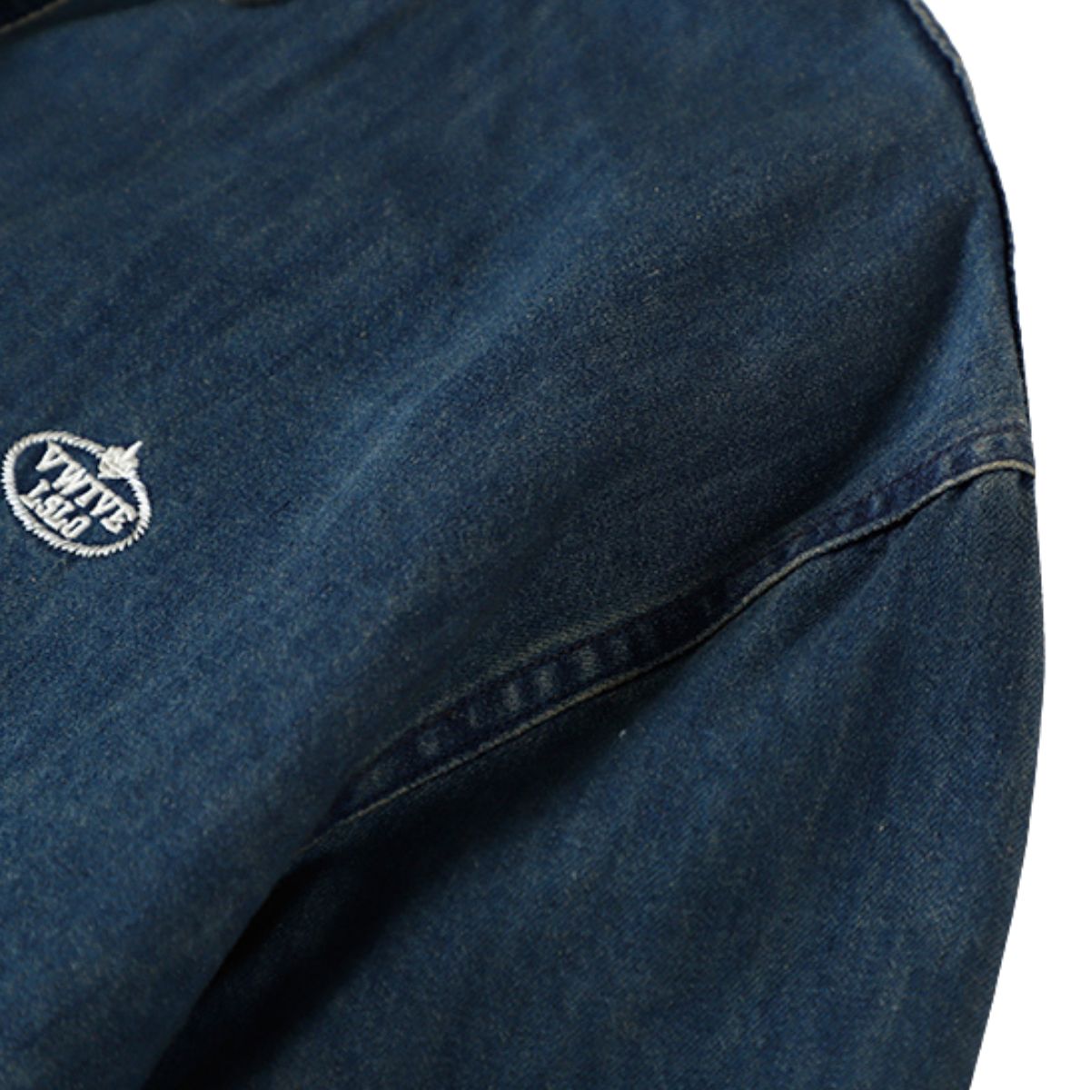 Long-Sleeve Button-Front Denim Shirt