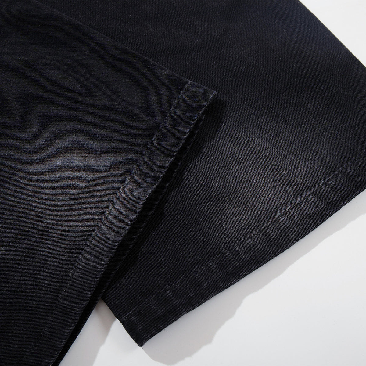 Black Wide Leg Jeans Snake Print Faded Detailing