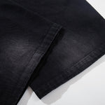 Black Wide Leg Jeans Snake Print Faded Detailing