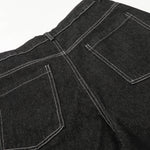 Flame Print Black Wide Leg Denim Shorts