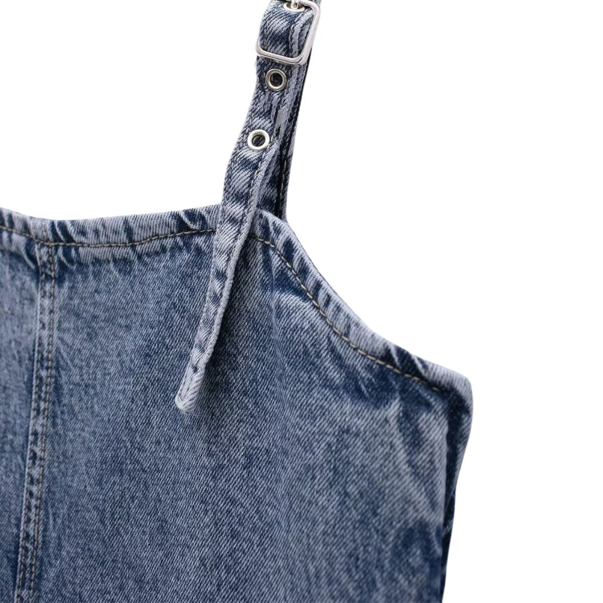 Adjustable Straps A-Line Denim Slip Dress