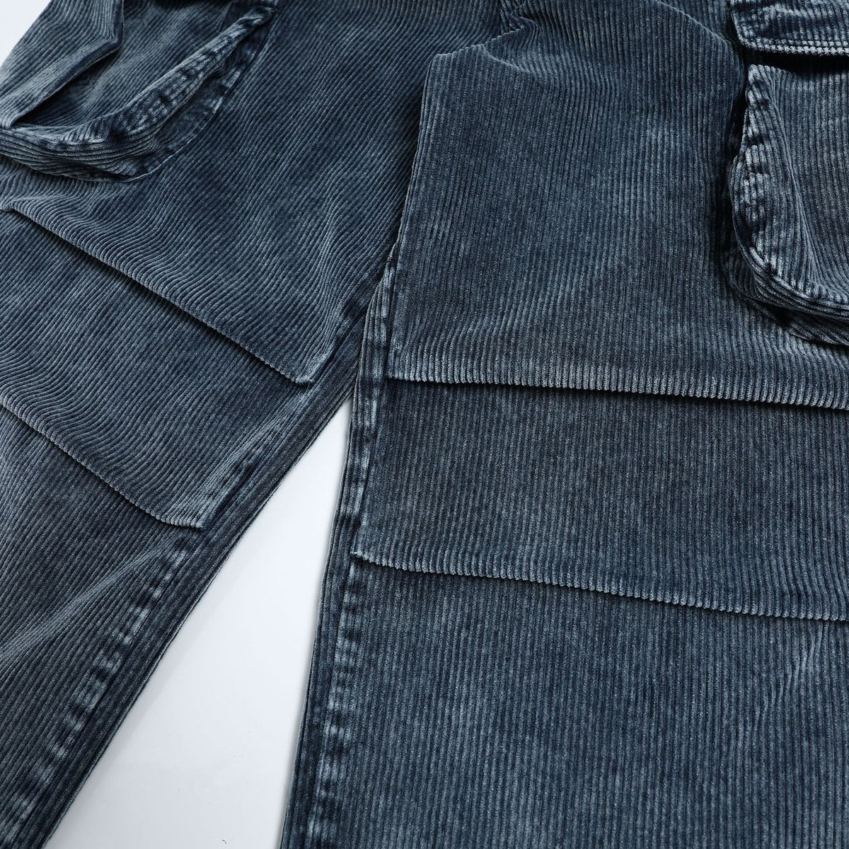 Washed Corduroy Deconstructed Relaxed Cargo Pants