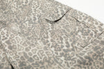Leopard Print Cargo Wide-Leg Denim Pants