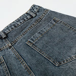 Starry Denim Bermuda Shorts Distressed Wash Colorful Accents