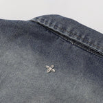 Silver Metal Flower Studs Denim Jacket