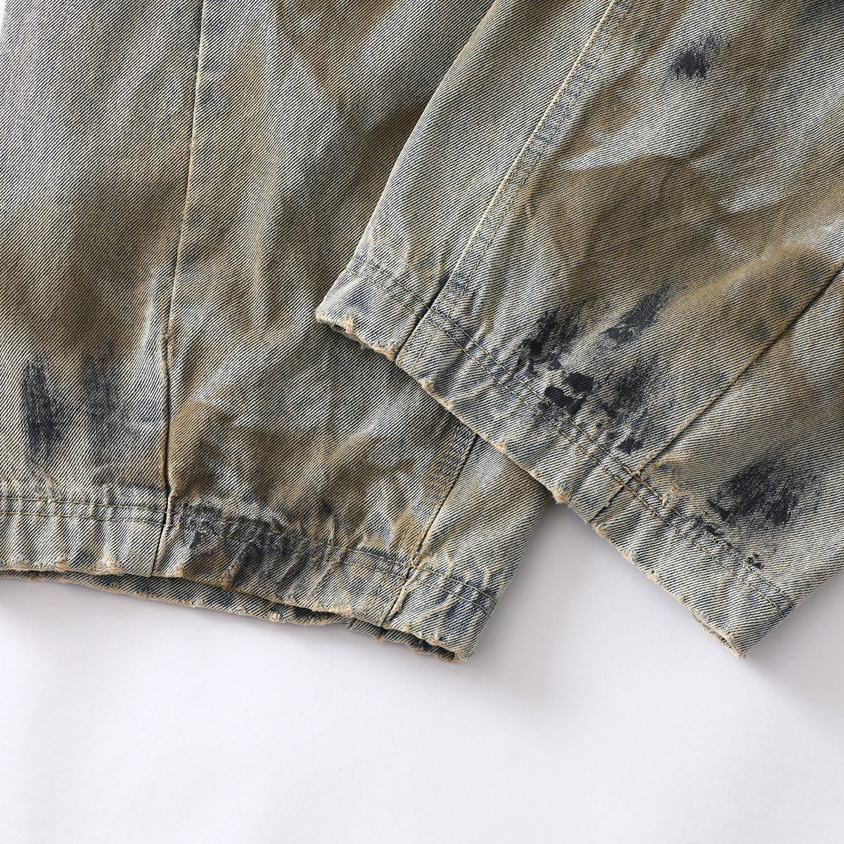 Vintage Tie-Dye Barrel-Leg Distressed Jeans