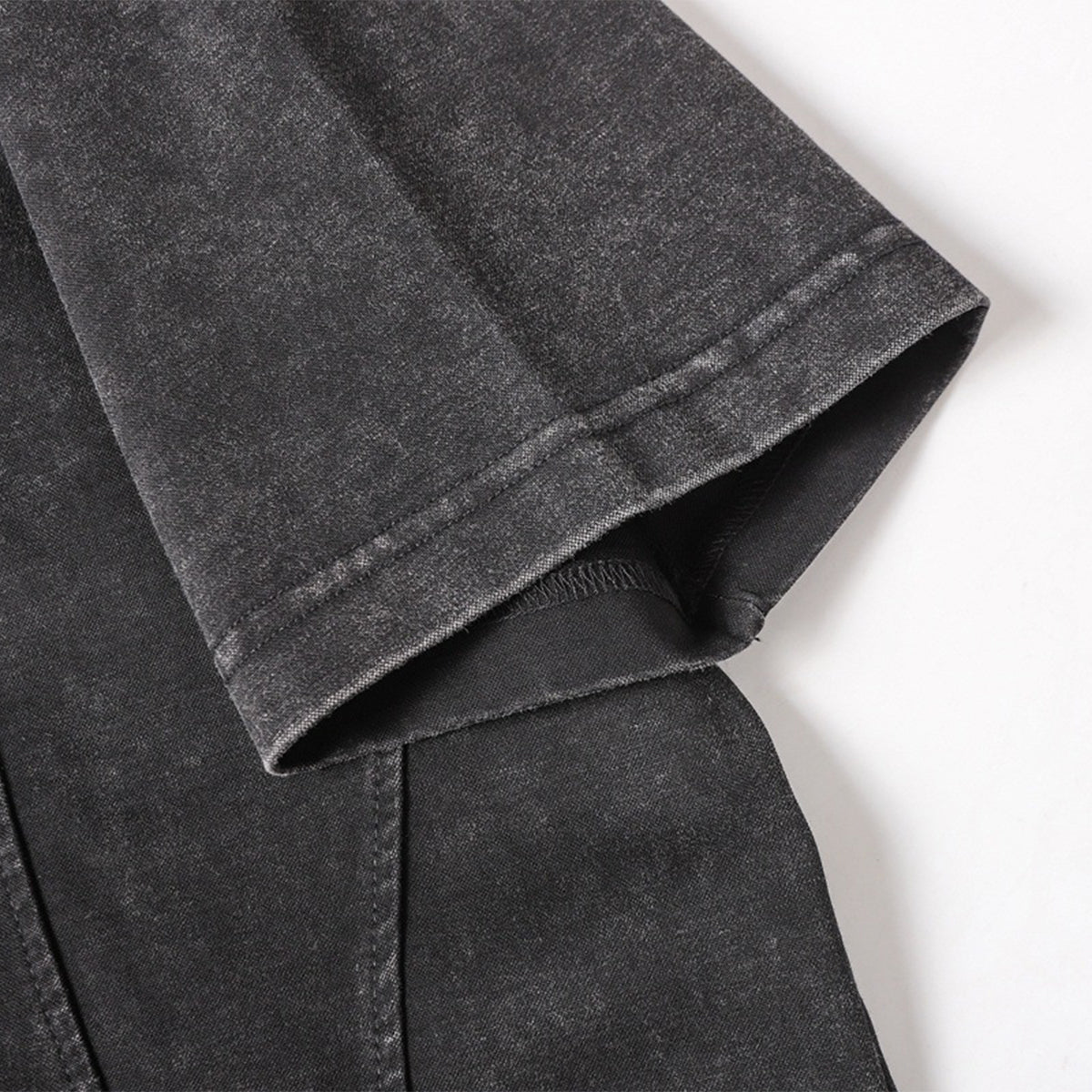 Vintage Washed Short Sleeve Textured Panel Design Tee