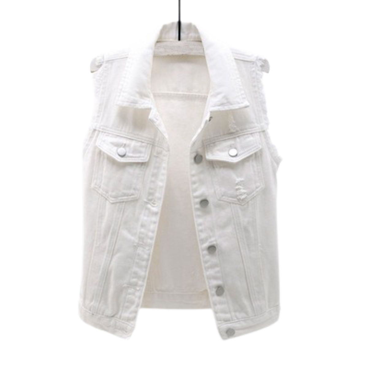 Women's Relaxed Fit Ripped Denim Vest