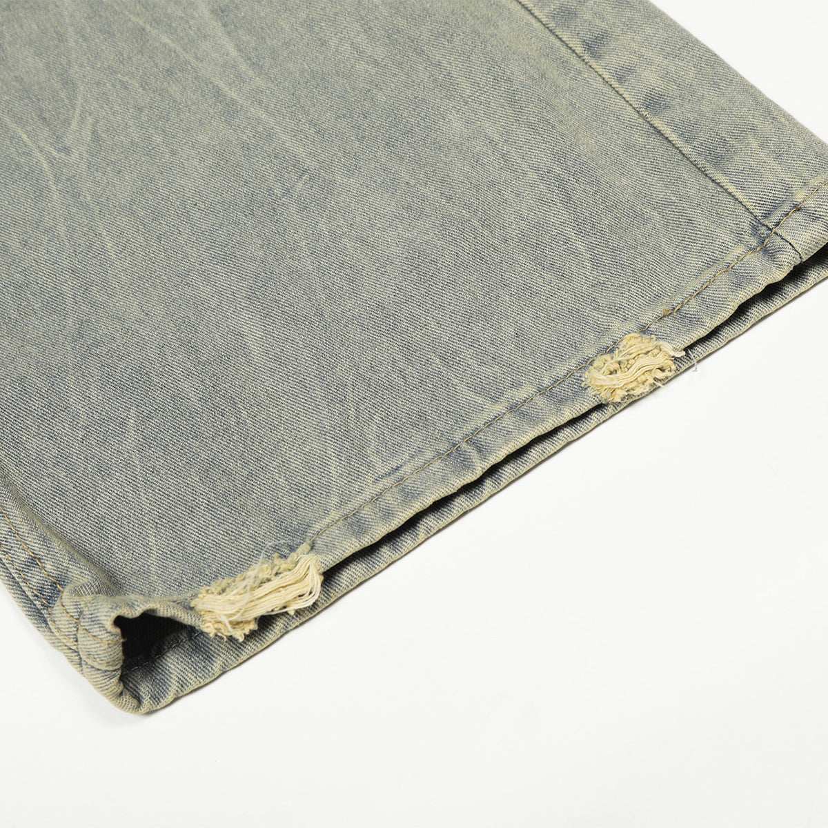 Wide Leg Denim Pants Leopard Print Waistband Stud Accents