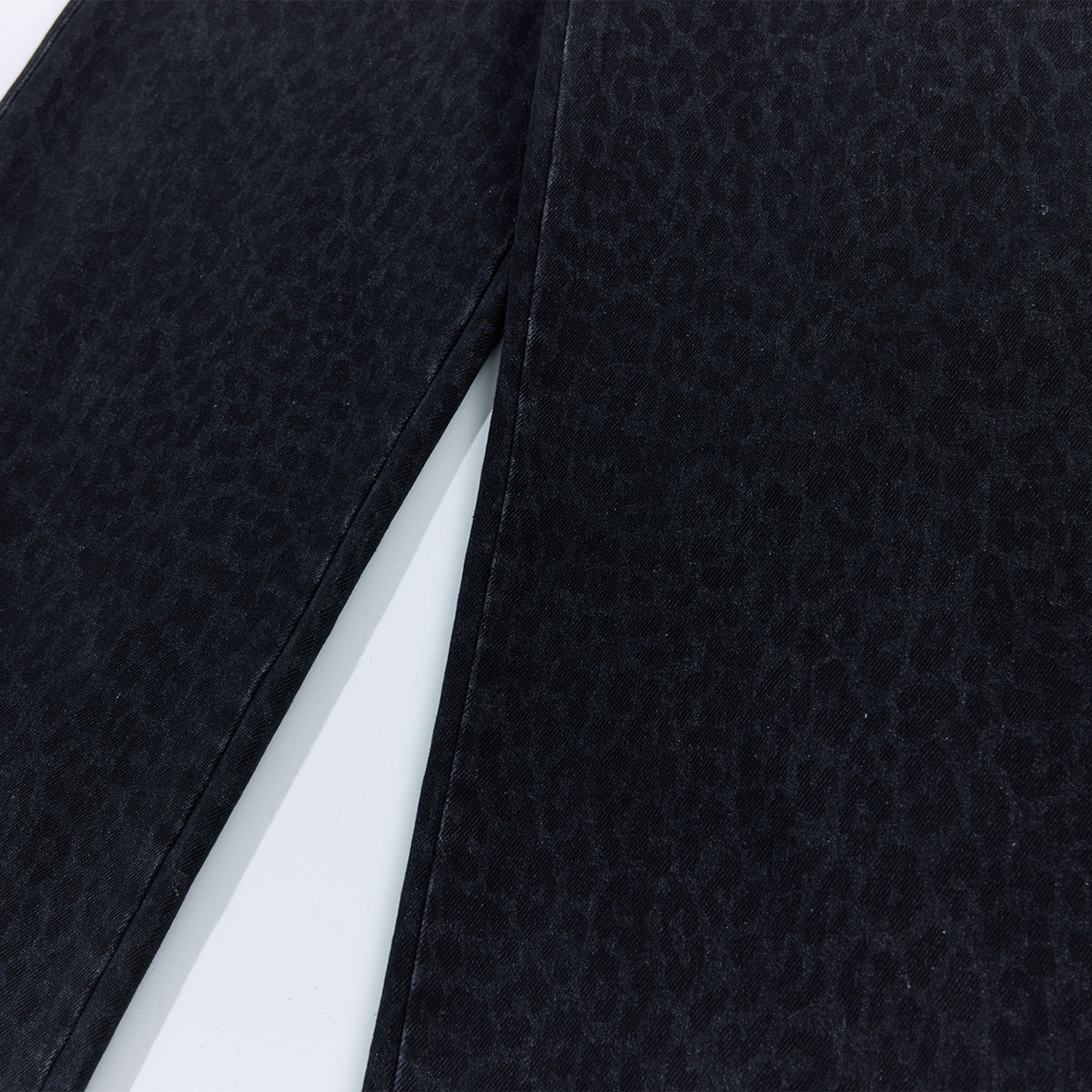 Vintage Washed Leopard Print Relaxed Wide Jeans