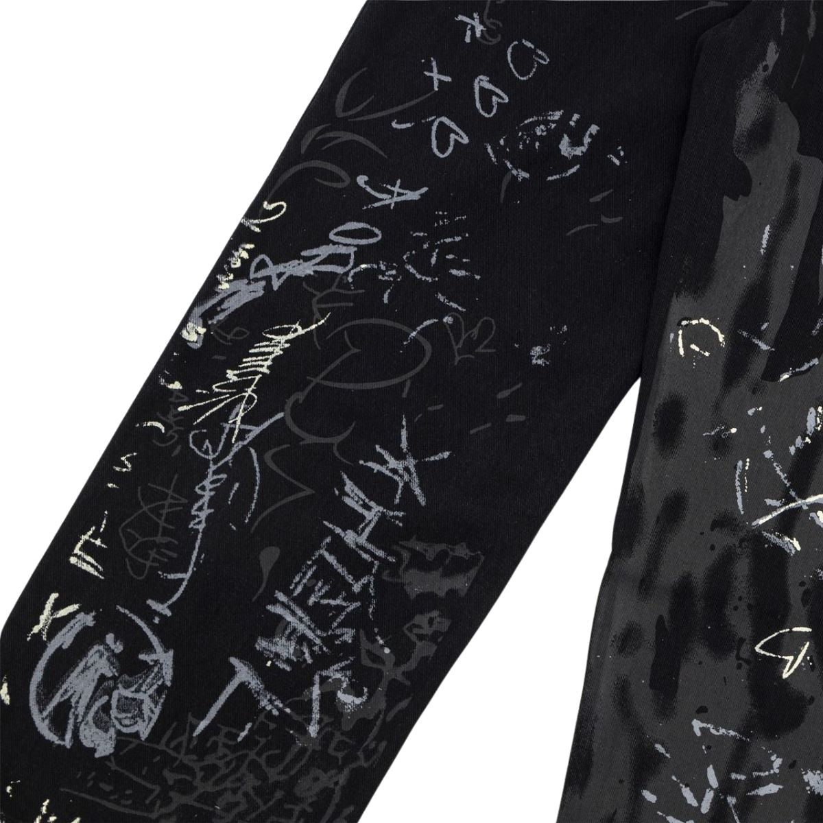 Smoke Rise Graffiti Black Wide-Leg Printed Jeans