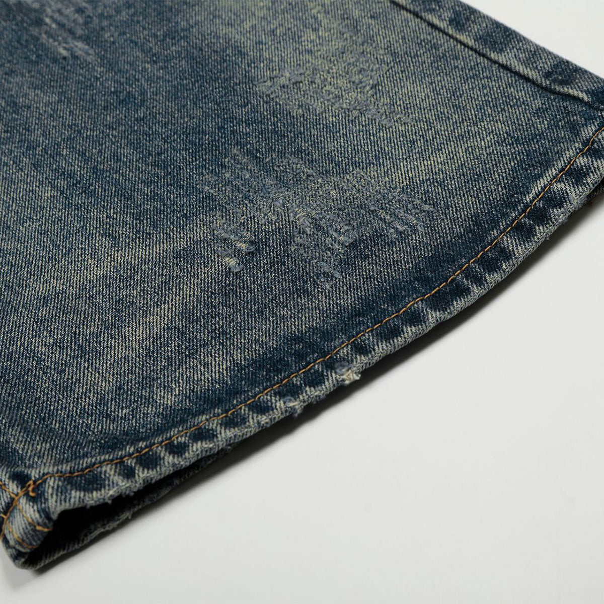 Vintage Dark Wash Faded Wide Denim