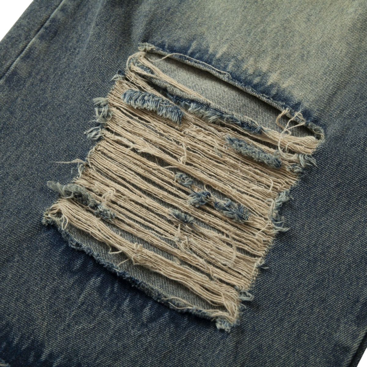 Smoke Rise Camouflage Patchwork Ripped Jeans