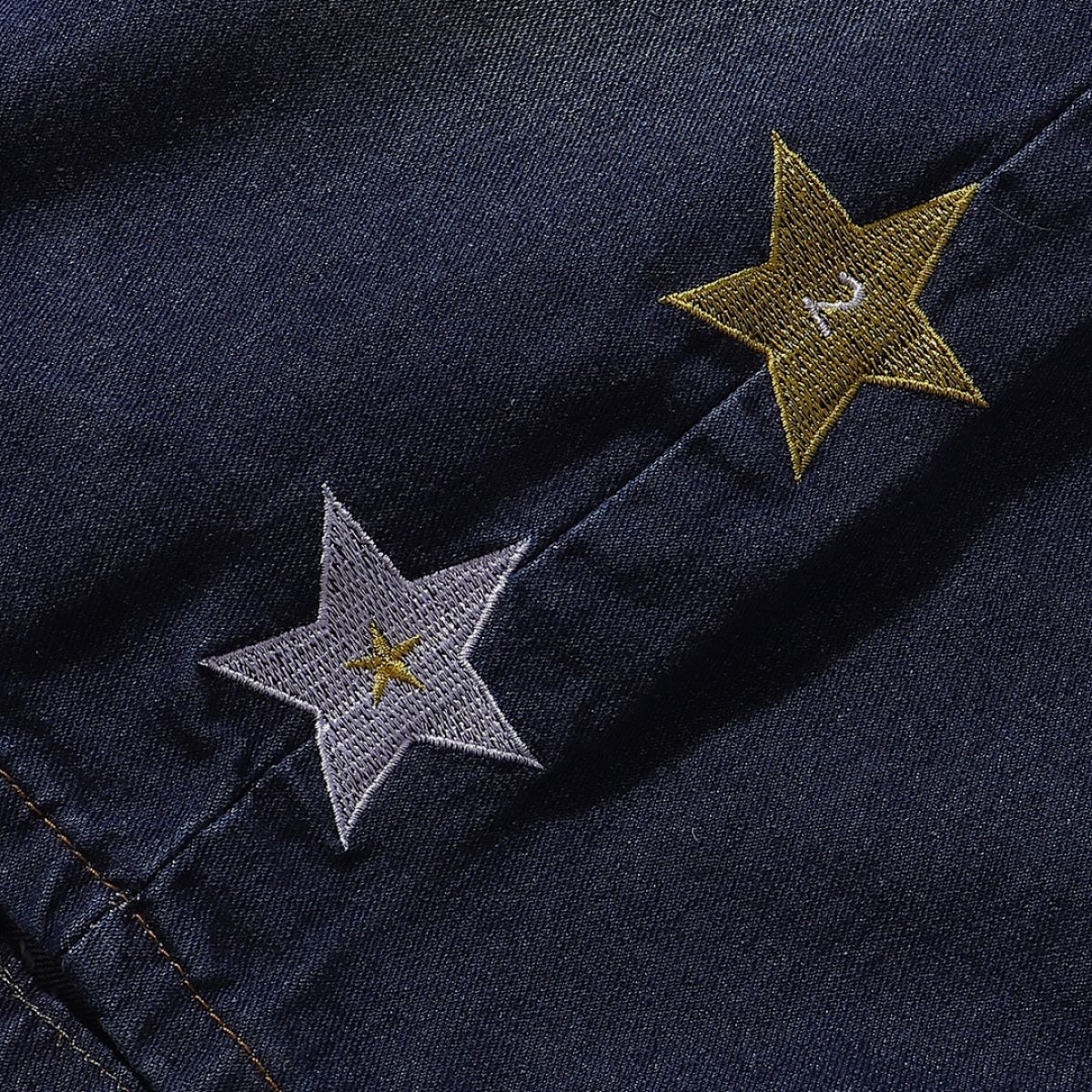 Star Print Washed Denim Capri Shorts