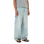 Faded Bleach Geometric-Pocket Baggy Jeans