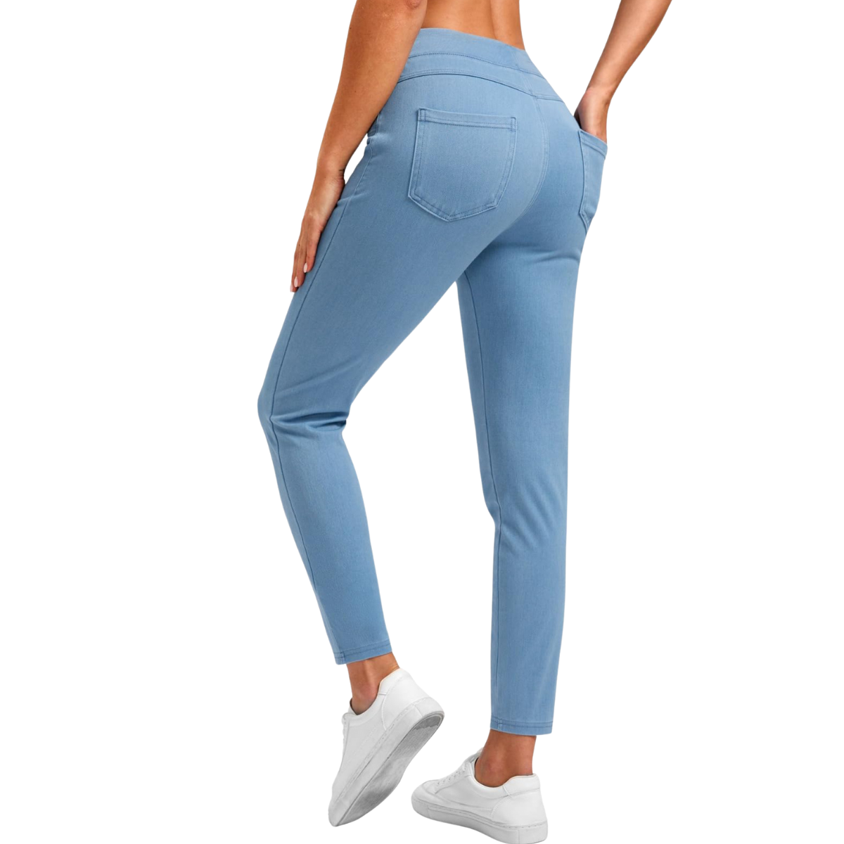 High-Waist Knit Denim Skinny Jeggings