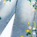Vintage Slub Embroidered Curved Blade Relaxed Jeans